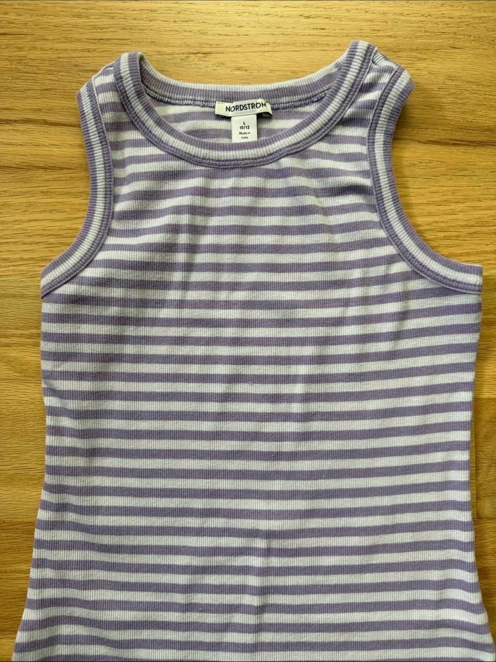 Nordstrom Girls Lavender and White Striped Tank Dress Childs Large (10/12)